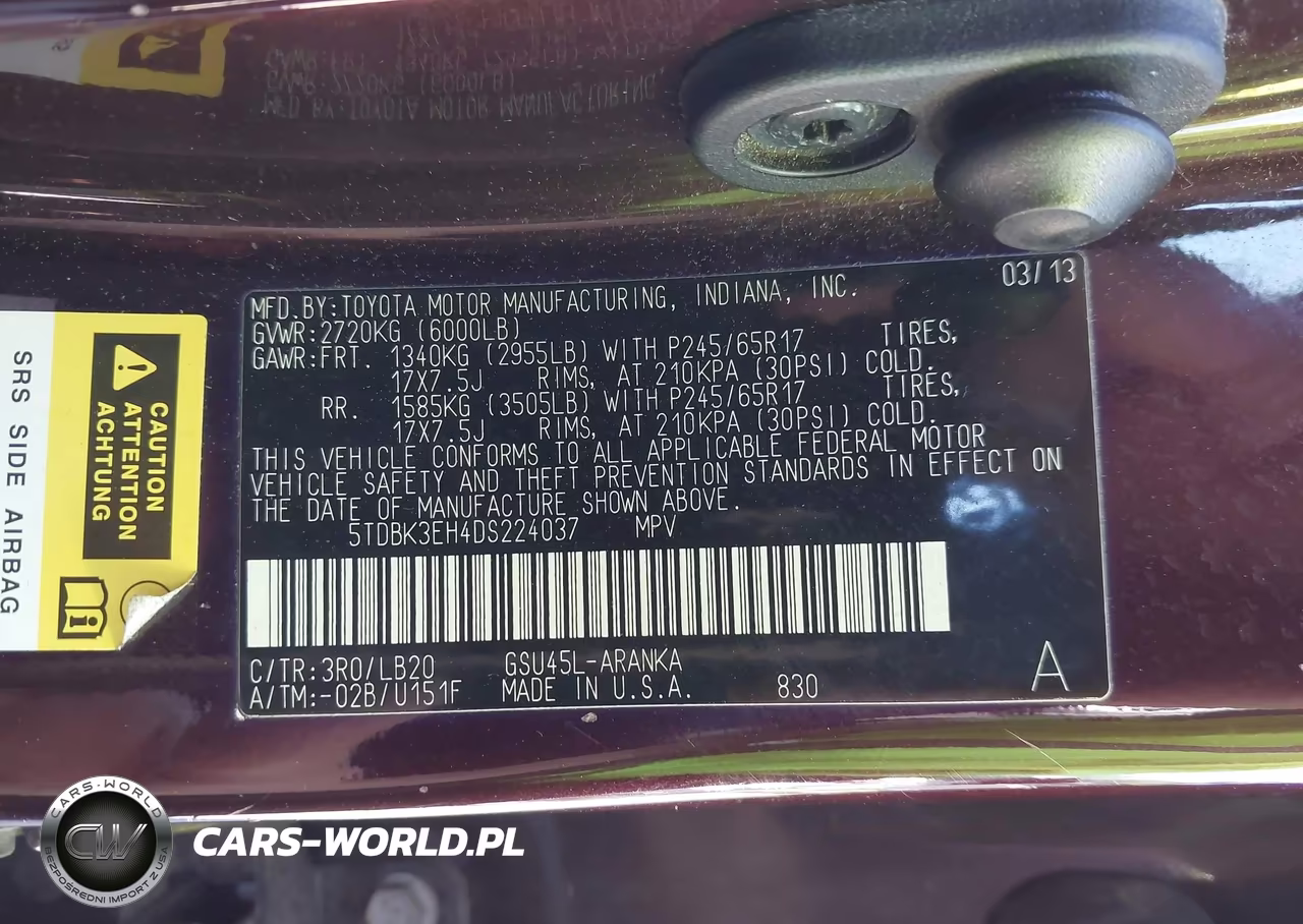 2013 Toyota Highlander Se V6 VIN:5TDBK3EH4DS224037 - 9