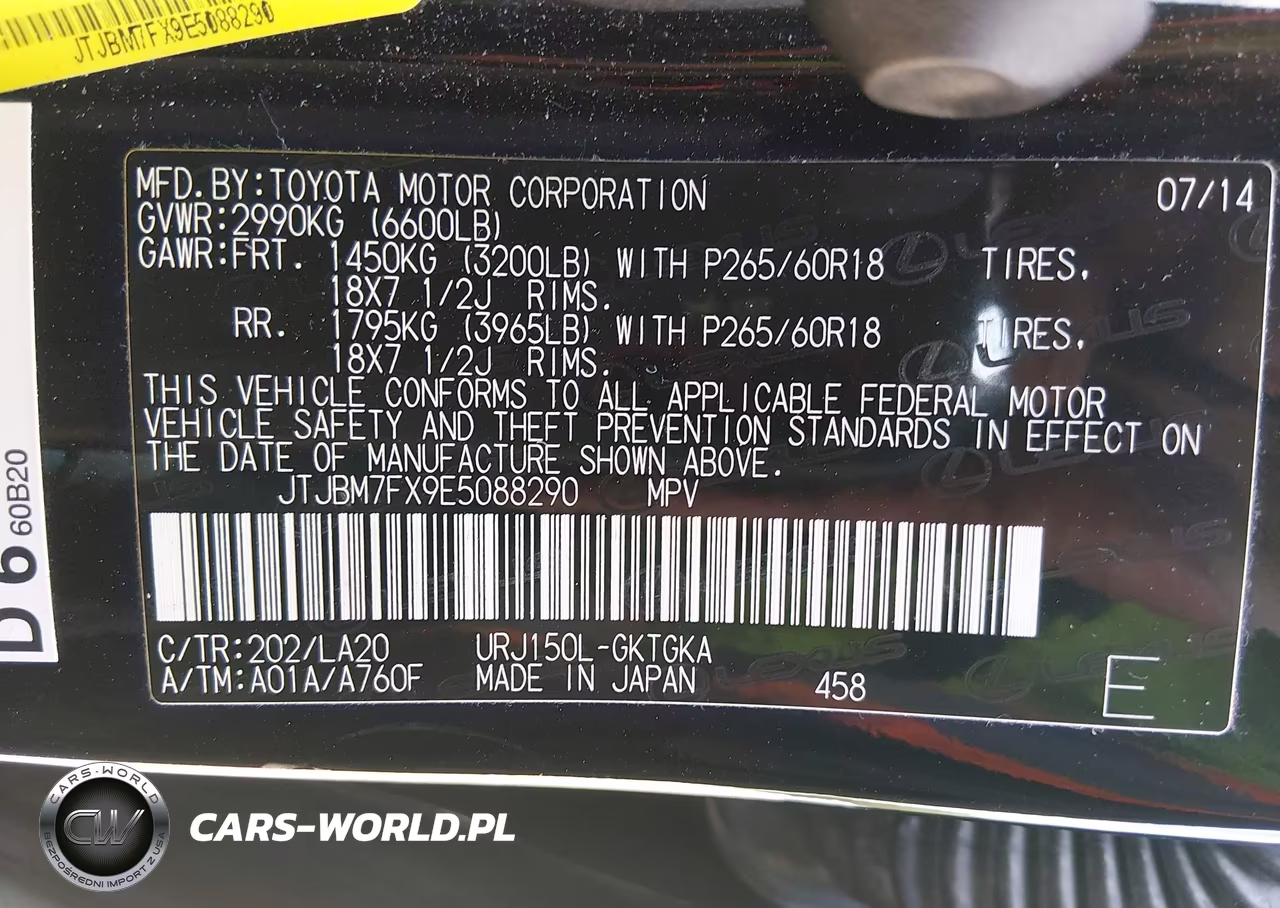 2014 Lexus Gx 460 VIN:JTJBM7FX9E5088290 - 9