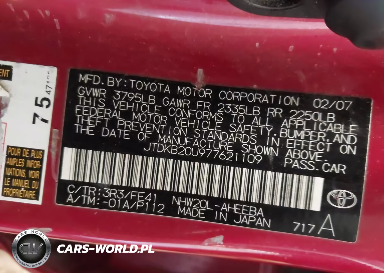 2007 Toyota Prius VIN:JTDKB20U977621109 - 9