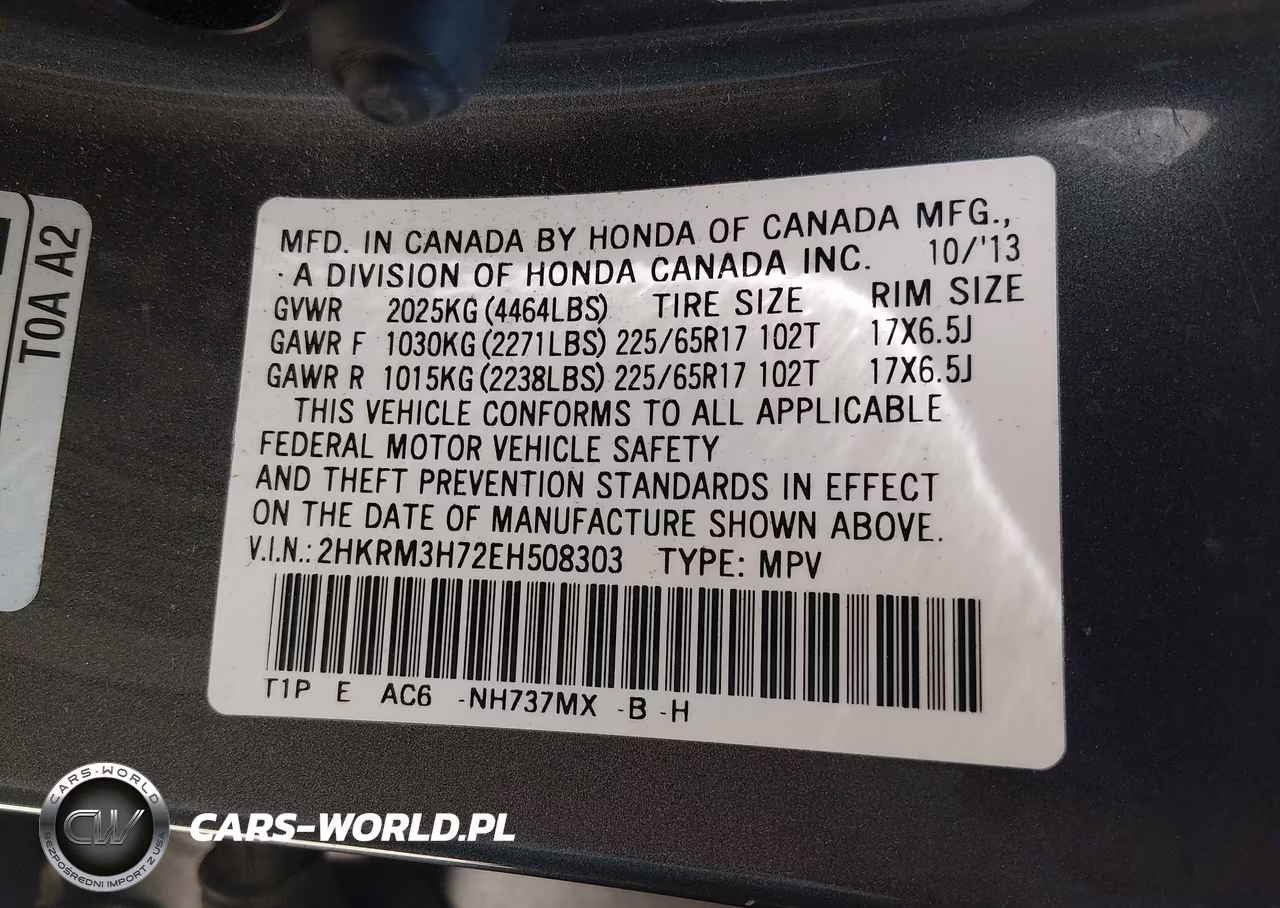 2014 Honda Cr-V Ex-L VIN:2HKRM3H72EH508303 - 9