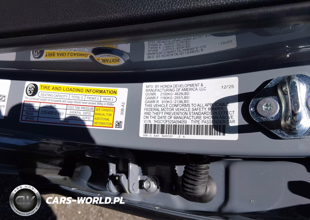 2025 Honda Accord Hybrid Sport VIN:1HGCY2F52SA094059 - 9