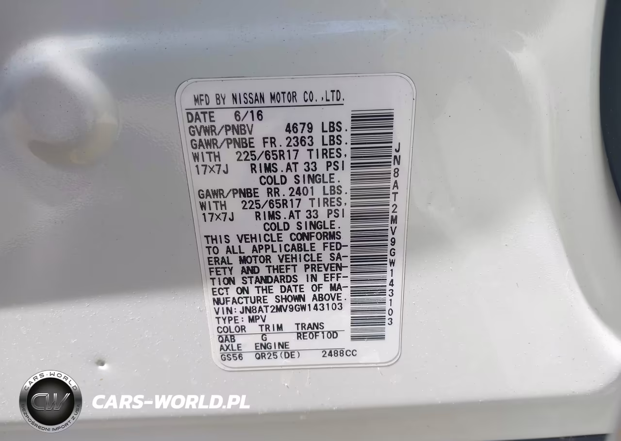 2016 Nissan Rogue Sv VIN:JN8AT2MV9GW143103 - 9
