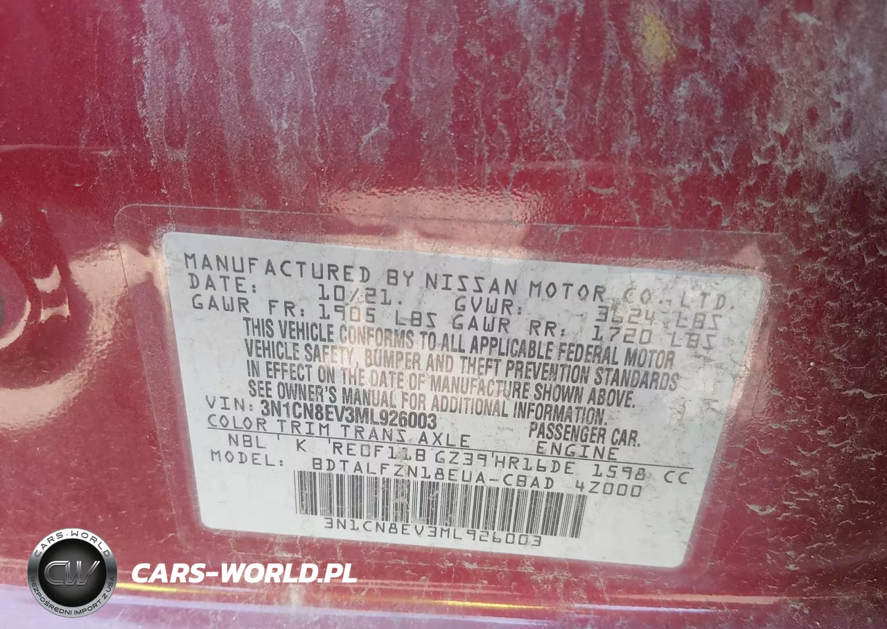 2021 Nissan Versa Sv Xtronic Cvt VIN:3N1CN8EV3ML926003 - 9