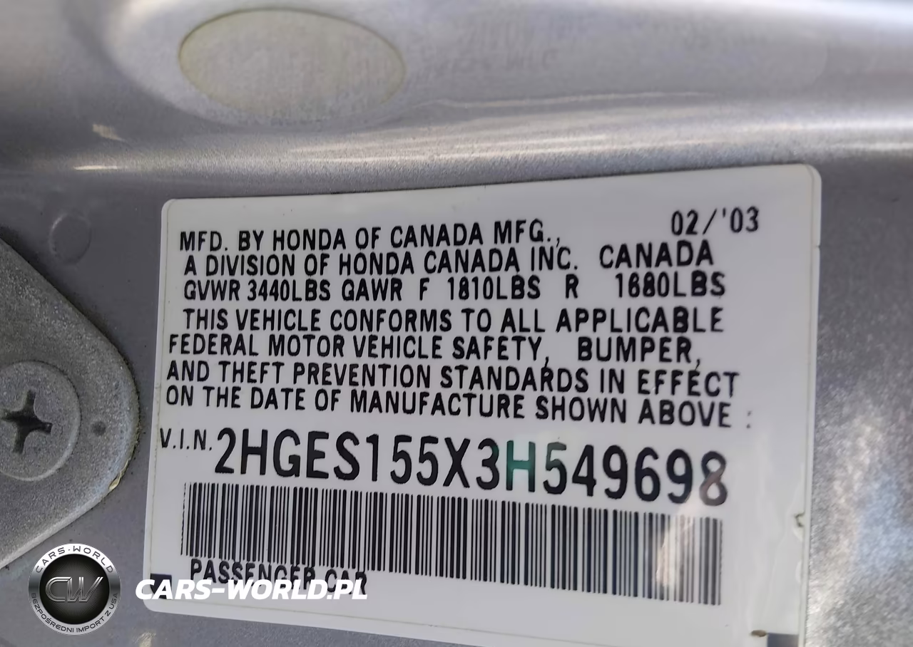 2003 Honda Civic Lx VIN:2HGES155X3H549698 - 9