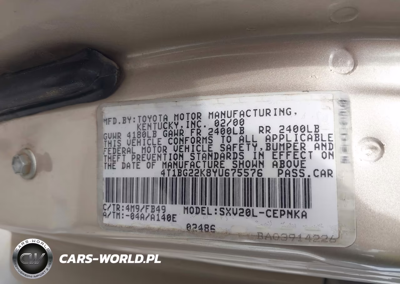 2000 Toyota Camry Le VIN:4T1BG22K8YU675576 - 9