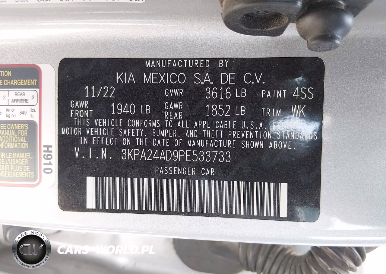 2023 Kia Rio S VIN:3KPA24AD9PE533733 - 9