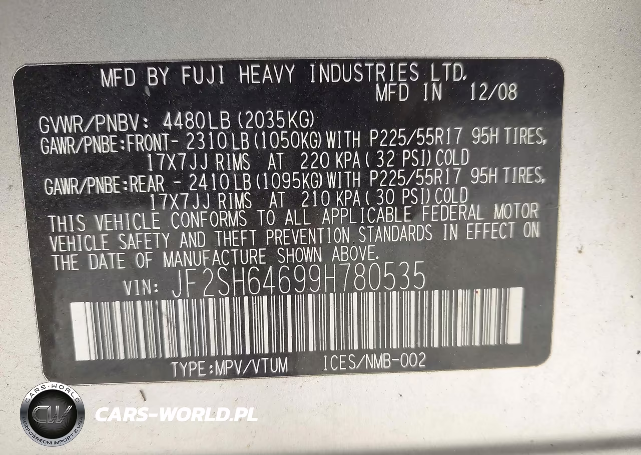 2009 Subaru Forester 2.5X Limited VIN:JF2SH64699H780535 - 9