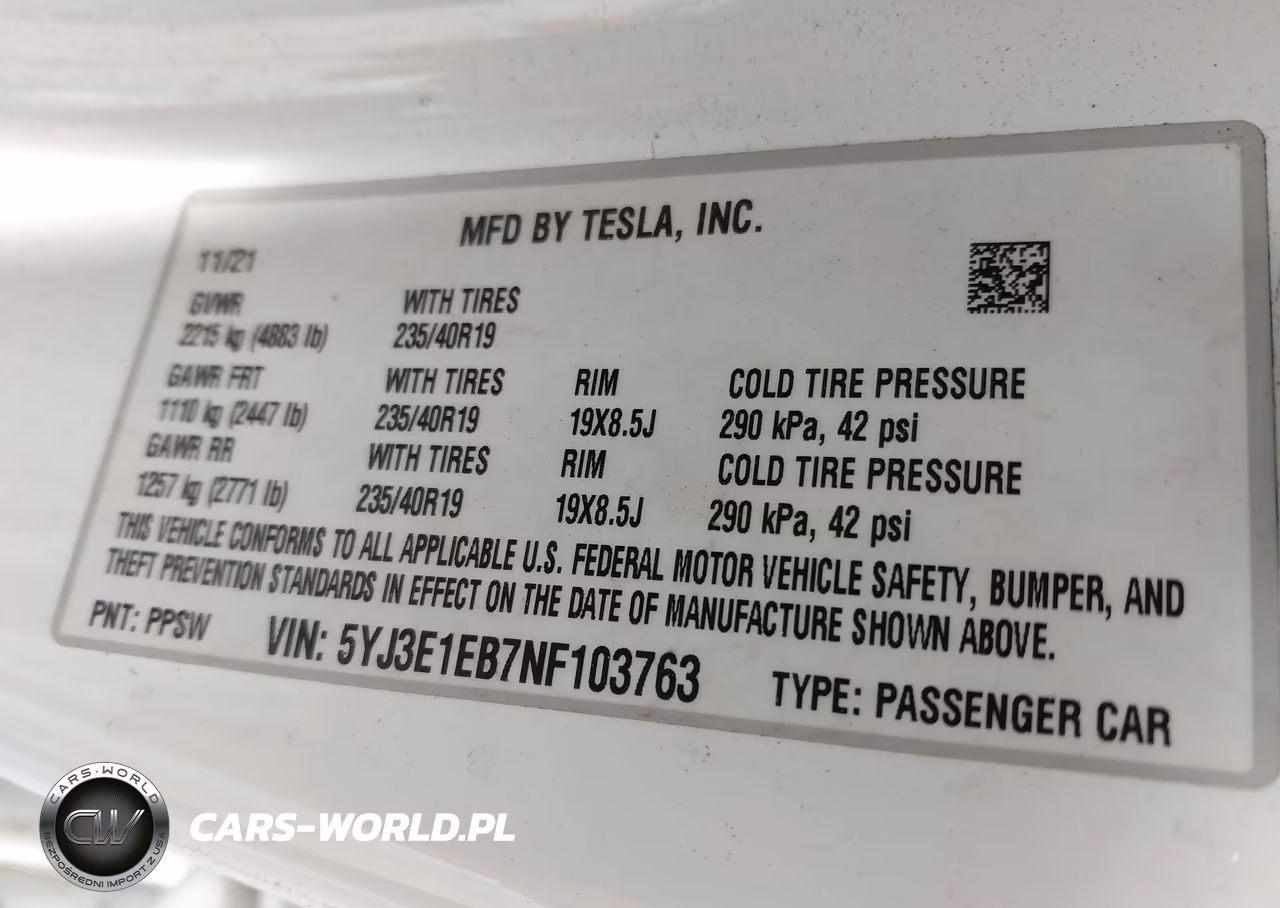 2022 Tesla Model 3 Long Range Dual Motor All-Wheel Drive VIN:5YJ3E1EB7NF103763 - 9
