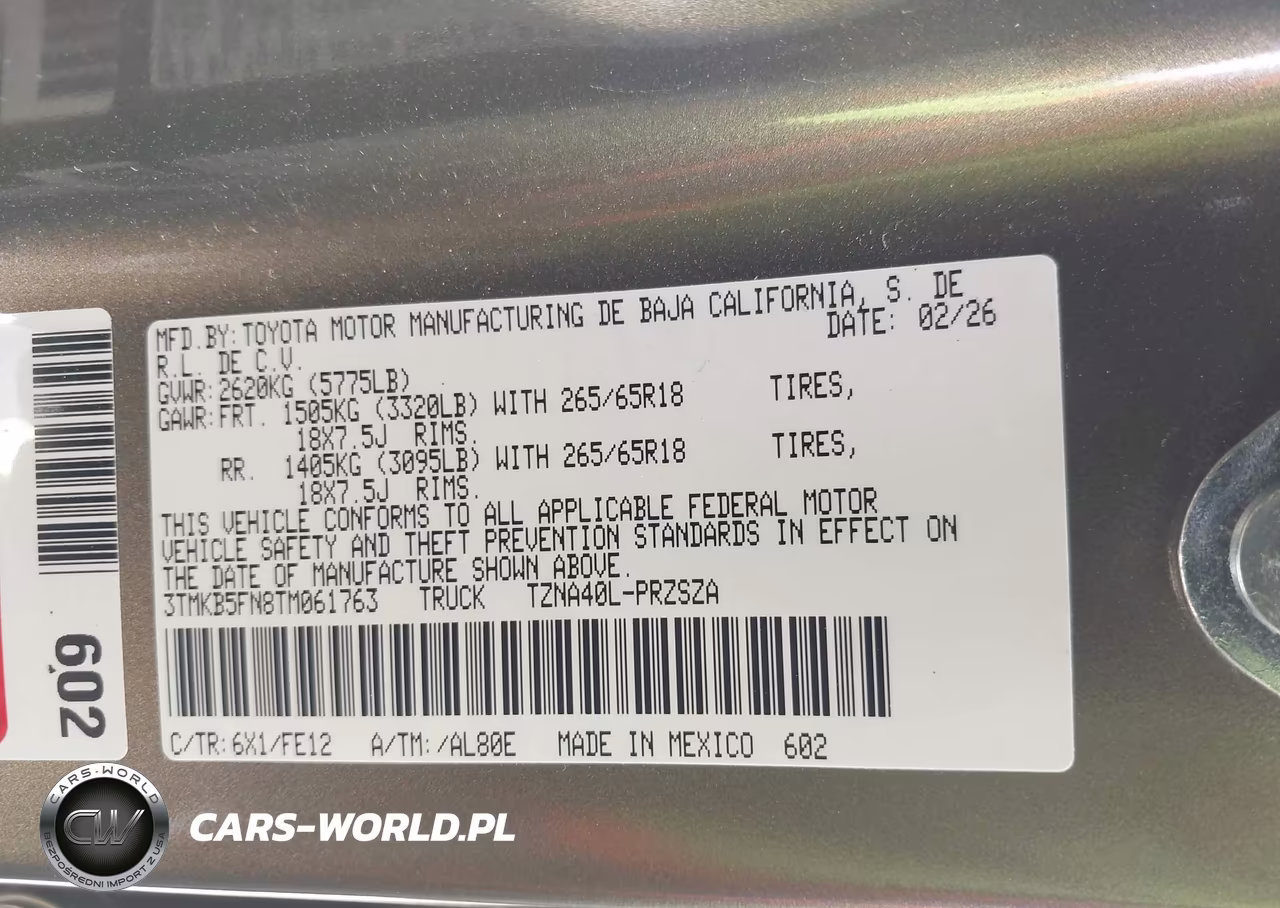 2026 Toyota Tacoma Trd Sport VIN:3TMKB5FN8TM061763 - 9