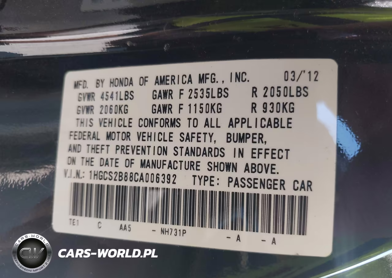 2012 Honda Accord 3.5 Ex-L VIN:1HGCS2B88CA006392 - 9