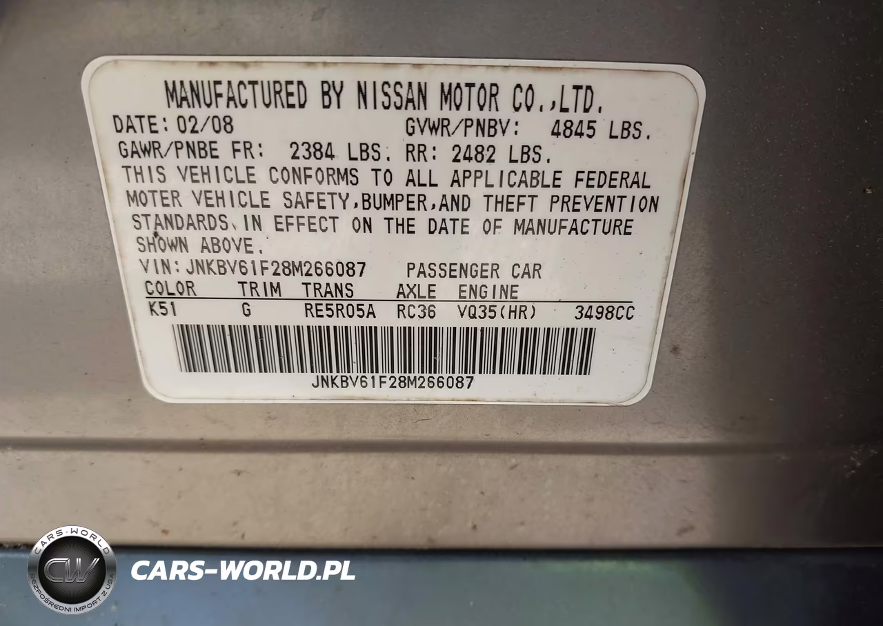 2008 Infiniti G35X VIN:JNKBV61F28M266087 - 9