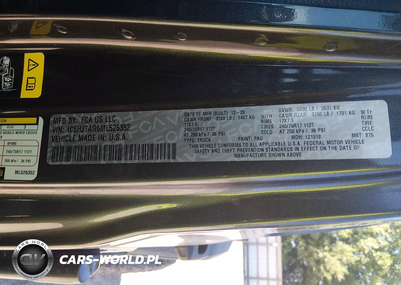 2021 Jeep Gladiator Sport 4X4 VIN:1C6HJTAG6ML526352 - 9
