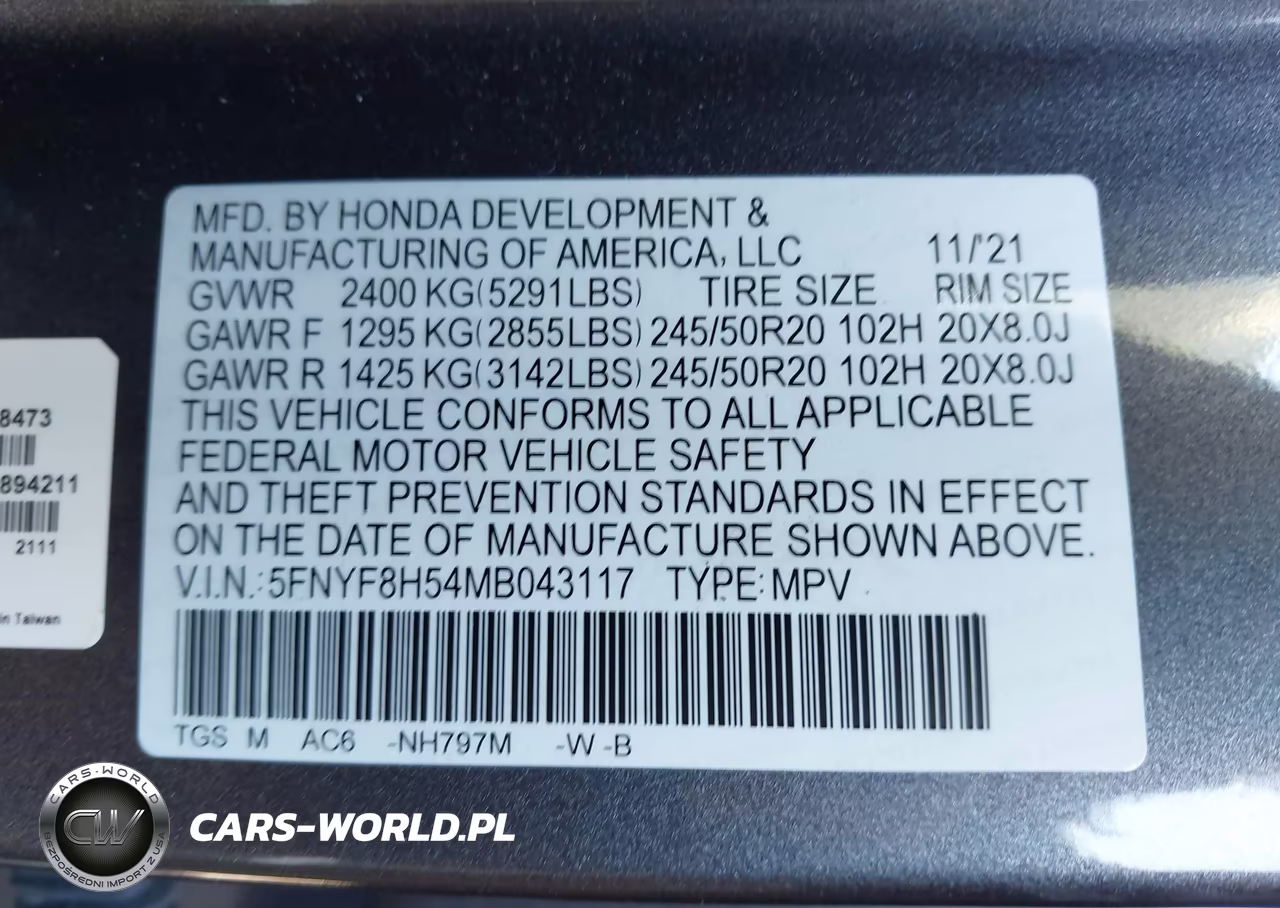 2021 Honda Passport Awd Ex-L VIN:5FNYF8H54MB043117 - 9