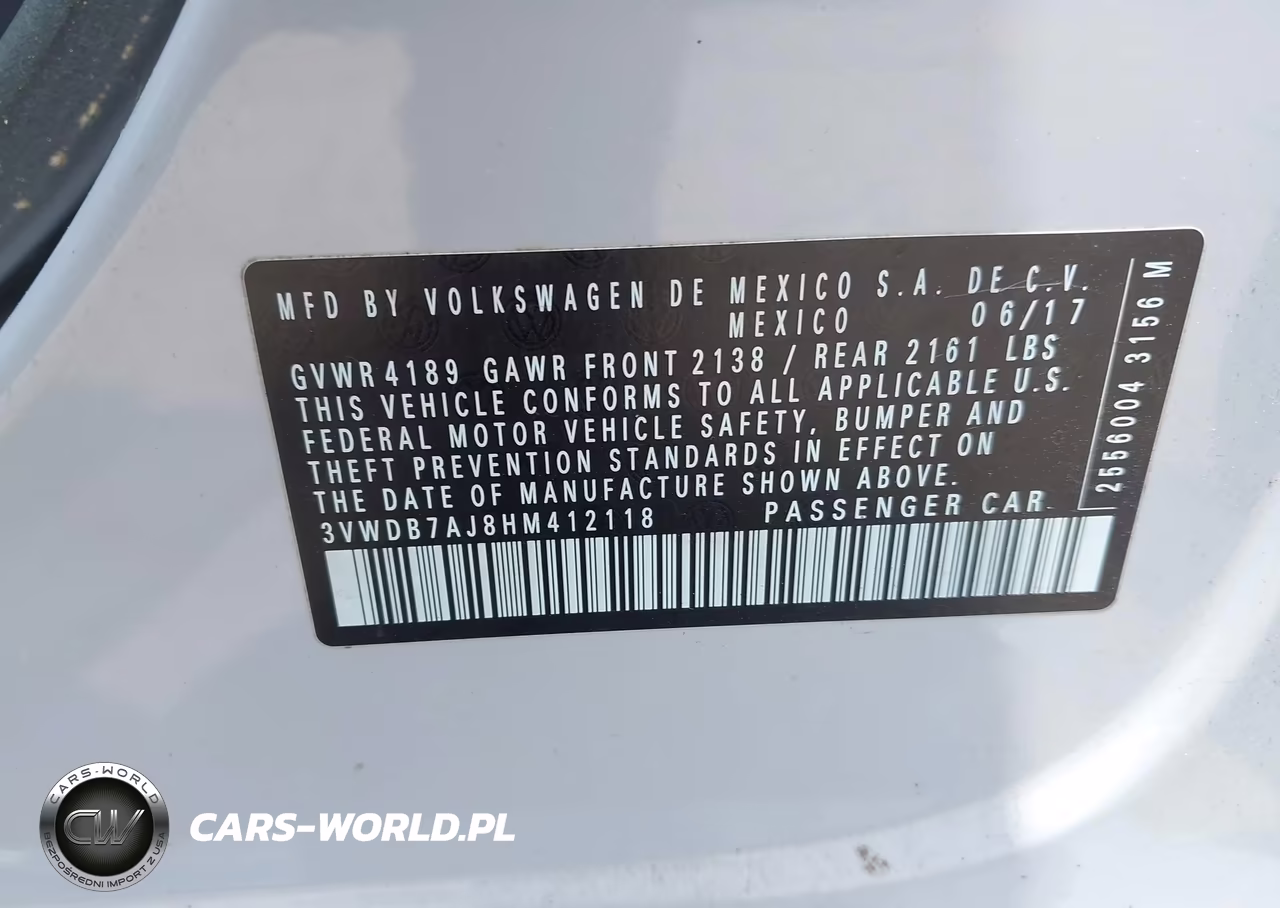 2017 Volkswagen Jetta 1.4T Se VIN:3VWDB7AJ8HM412118 - 9