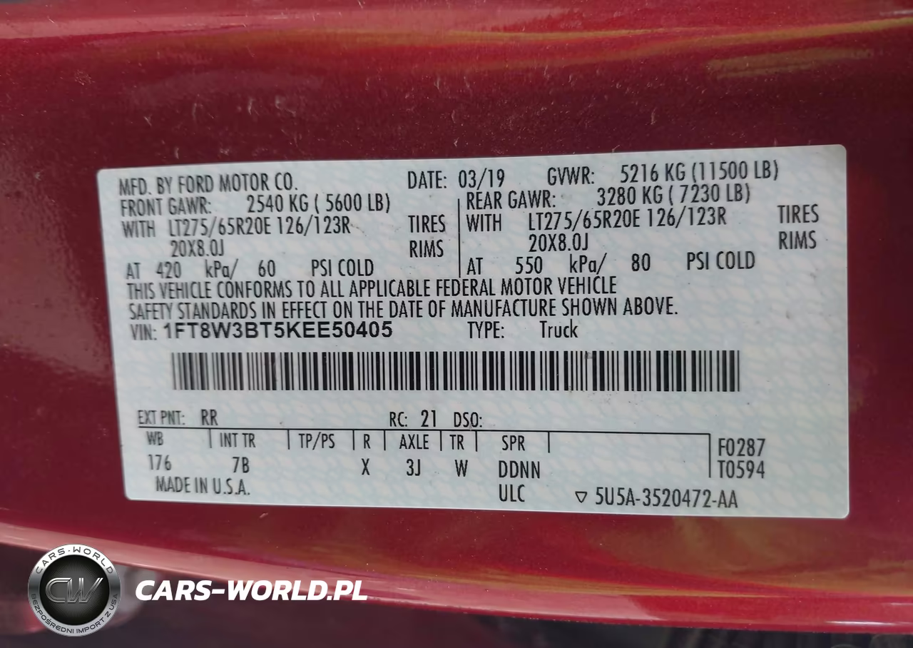 2019 Ford F-350 Platinum VIN:1FT8W3BT5KEE50405 - 8