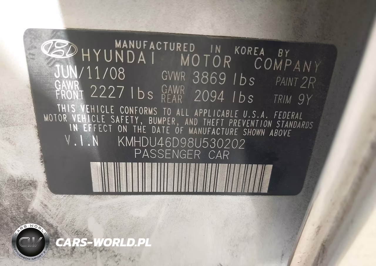 2008 Hyundai Elantra Gls-Se VIN:KMHDU46D98U530202 - 9