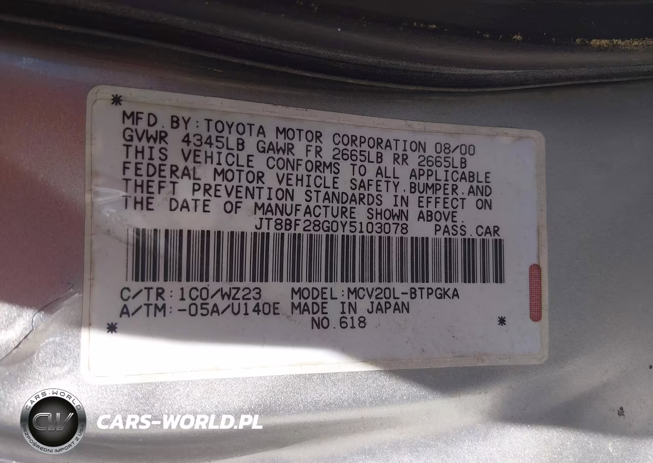 2000 Lexus Es 300 VIN:JT8BF28G0Y5103078 - 9