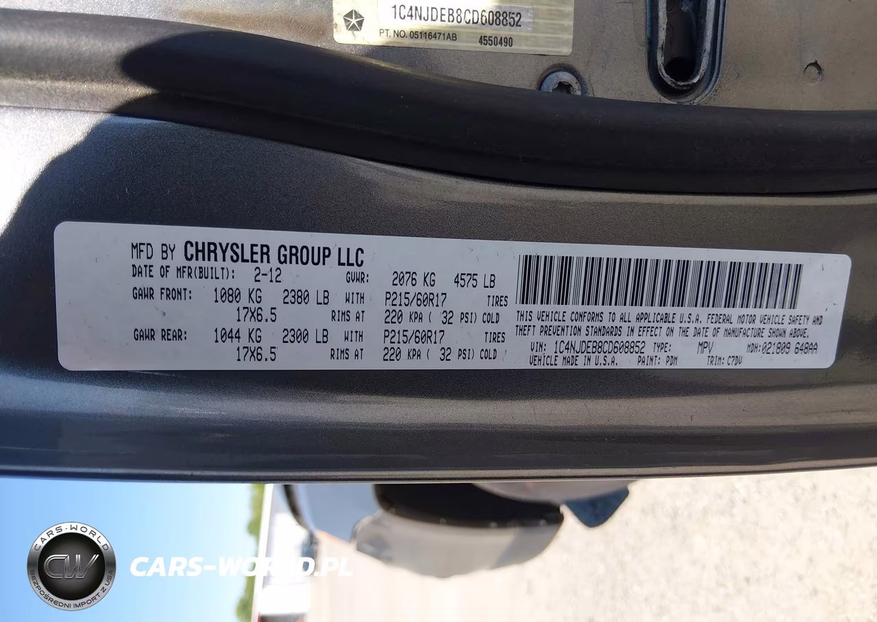 2012 Jeep Compass Latitude VIN:1C4NJDEB8CD608852 - 9