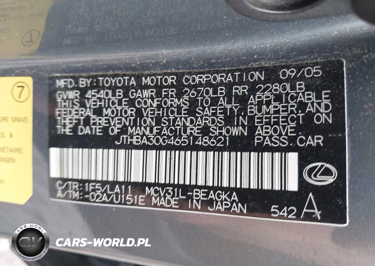 2006 Lexus Es 330 VIN:JTHBA30G465148621 - 9