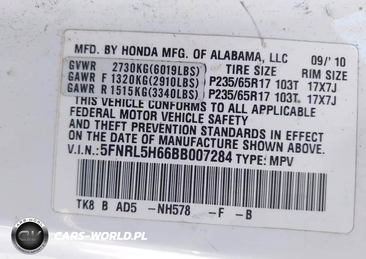 2011 Honda Odyssey Ex-L VIN:5FNRL5H66BB007284 - 9