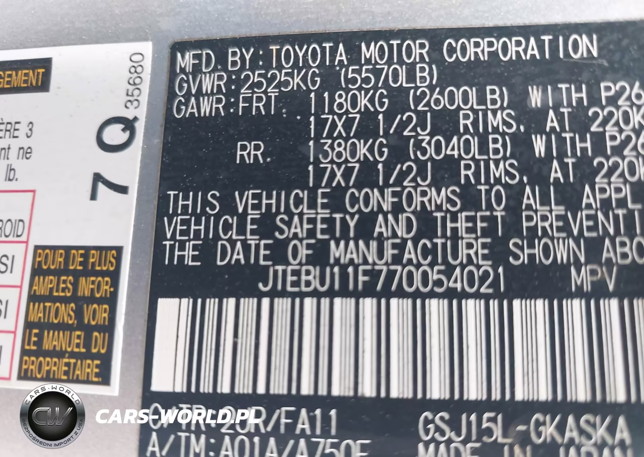 2007 Toyota Fj Cruiser VIN:JTEBU11F770054021 - 9