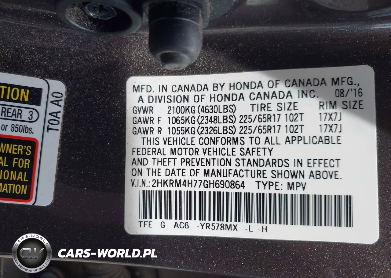 2016 Honda Cr-V Ex-L VIN:2HKRM4H77GH690864 - 9