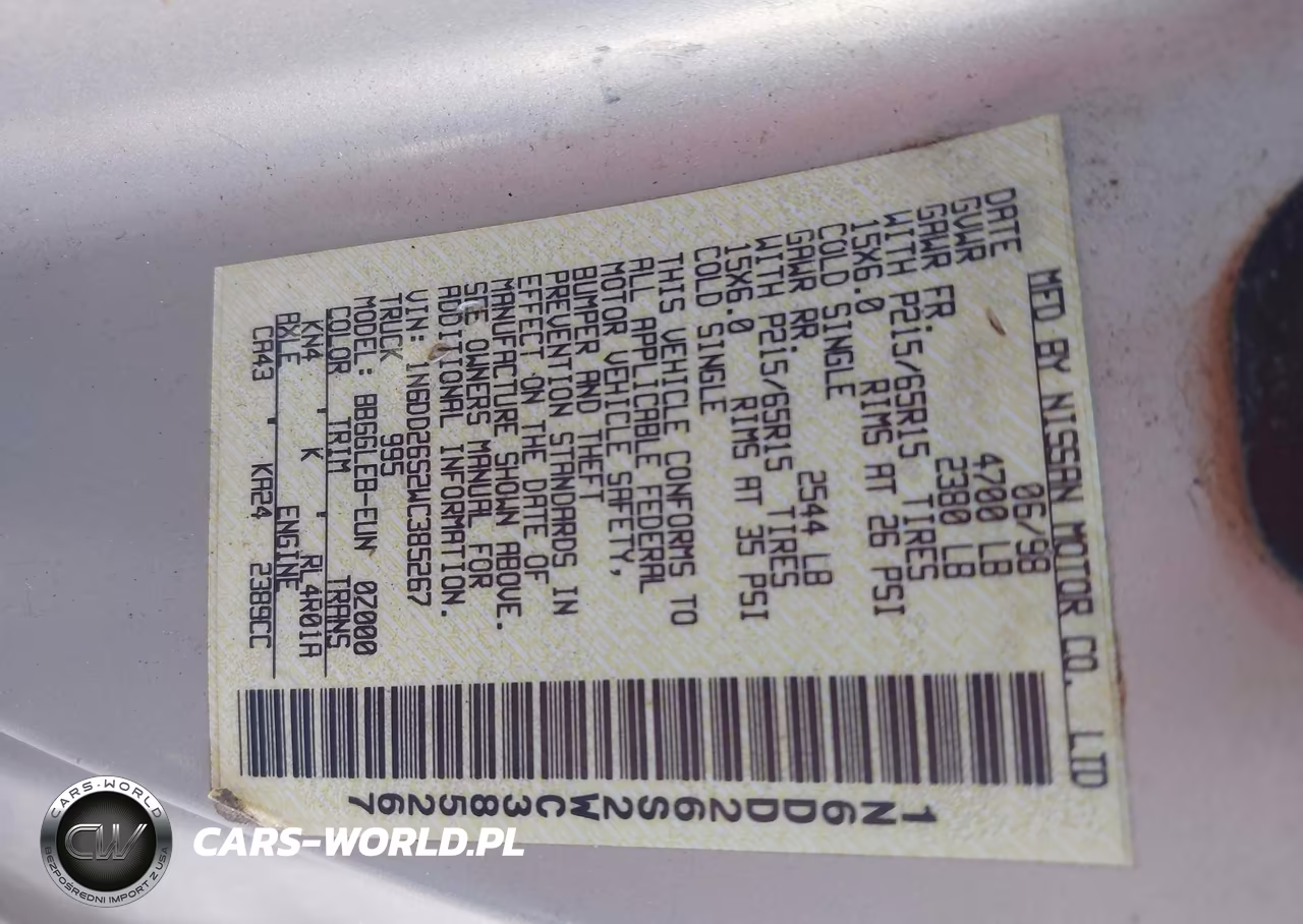 1998 Nissan Frontier Se-Xe VIN:1N6DD26S2WC385267 - 9