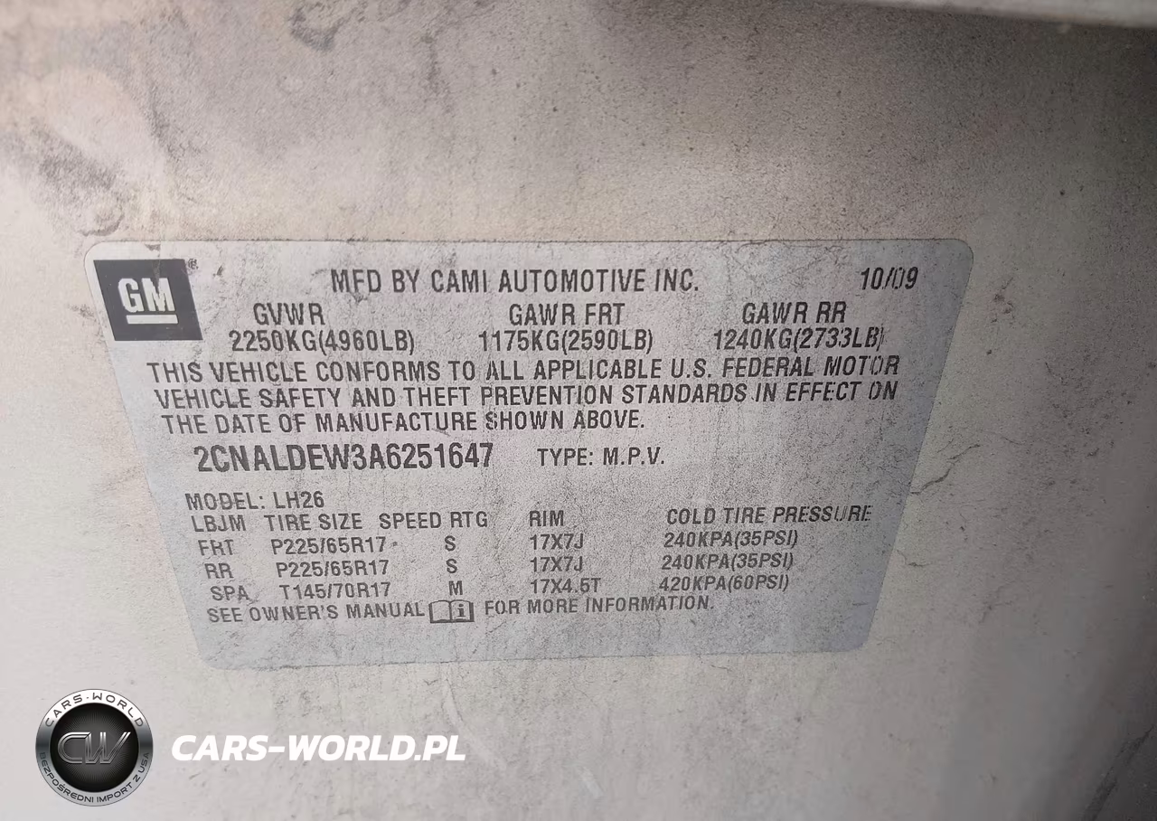2010 Chevrolet Equinox Lt VIN:2CNALDEW3A6251647 - 9
