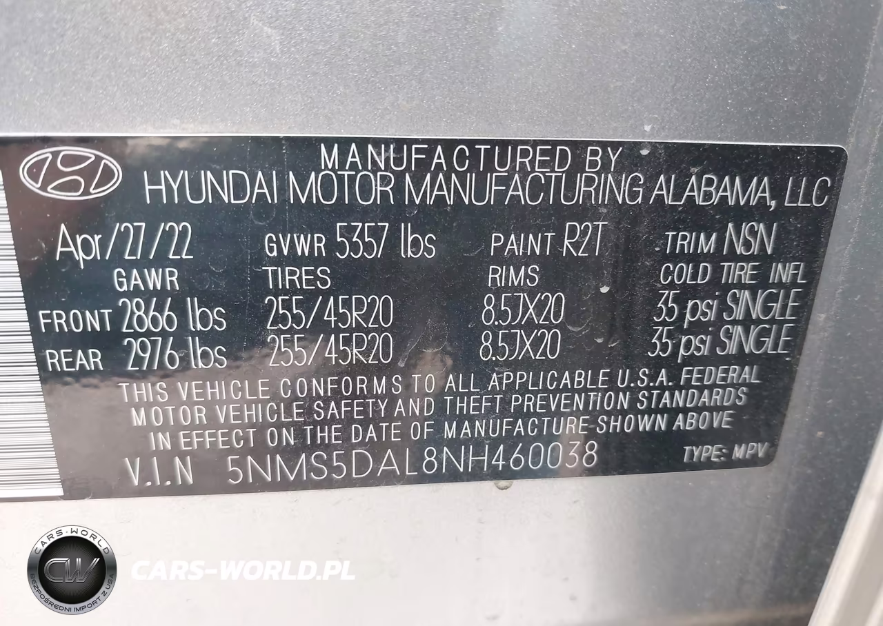 2022 Hyundai Santa Fe Calligraphy VIN:5NMS5DAL8NH460038 - 9