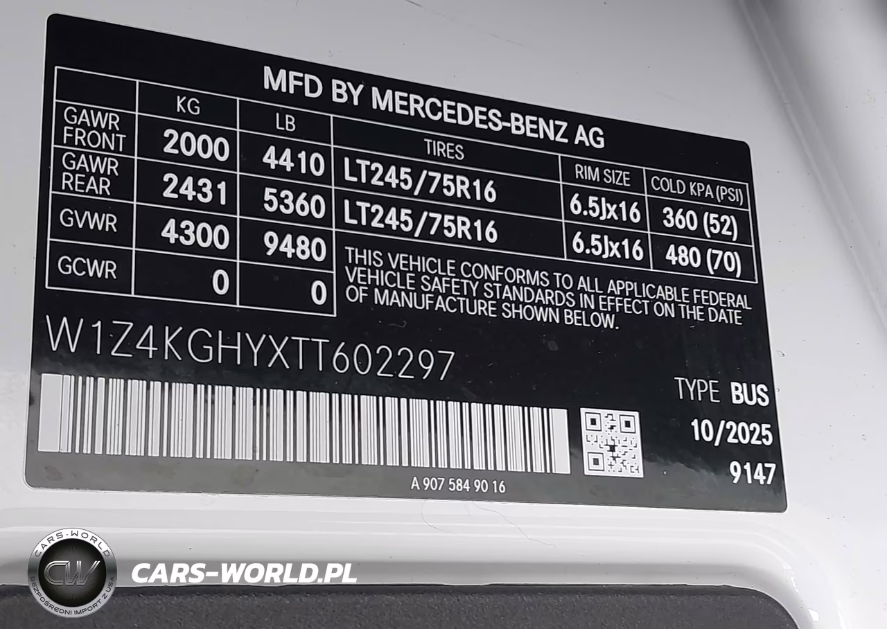 2026 Mercedes-Benz Sprinter 2500 High Roof 4-Cyl Diesel VIN:W1Z4KGHYXTT602297 - 9