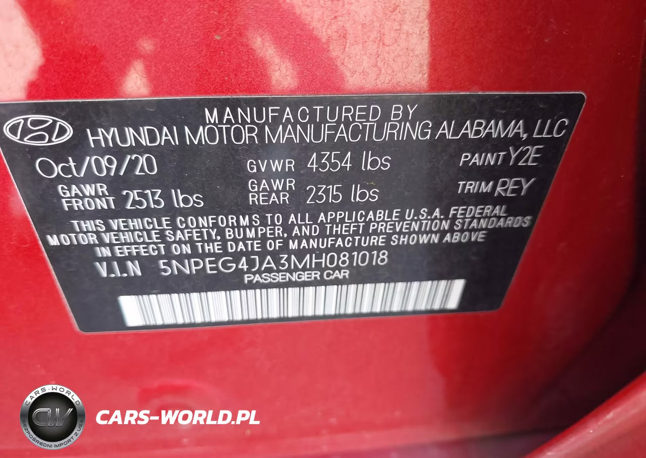 2021 Hyundai Sonata Se VIN:5NPEG4JA3MH081018 - 9