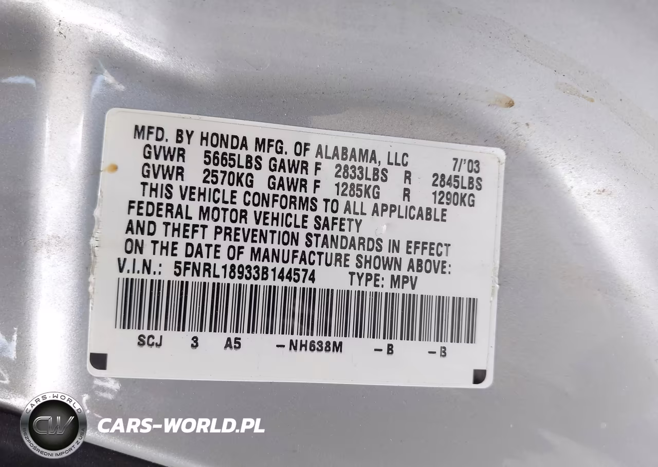 2003 Honda Odyssey Ex-L VIN:5FNRL18933B144574 - 9