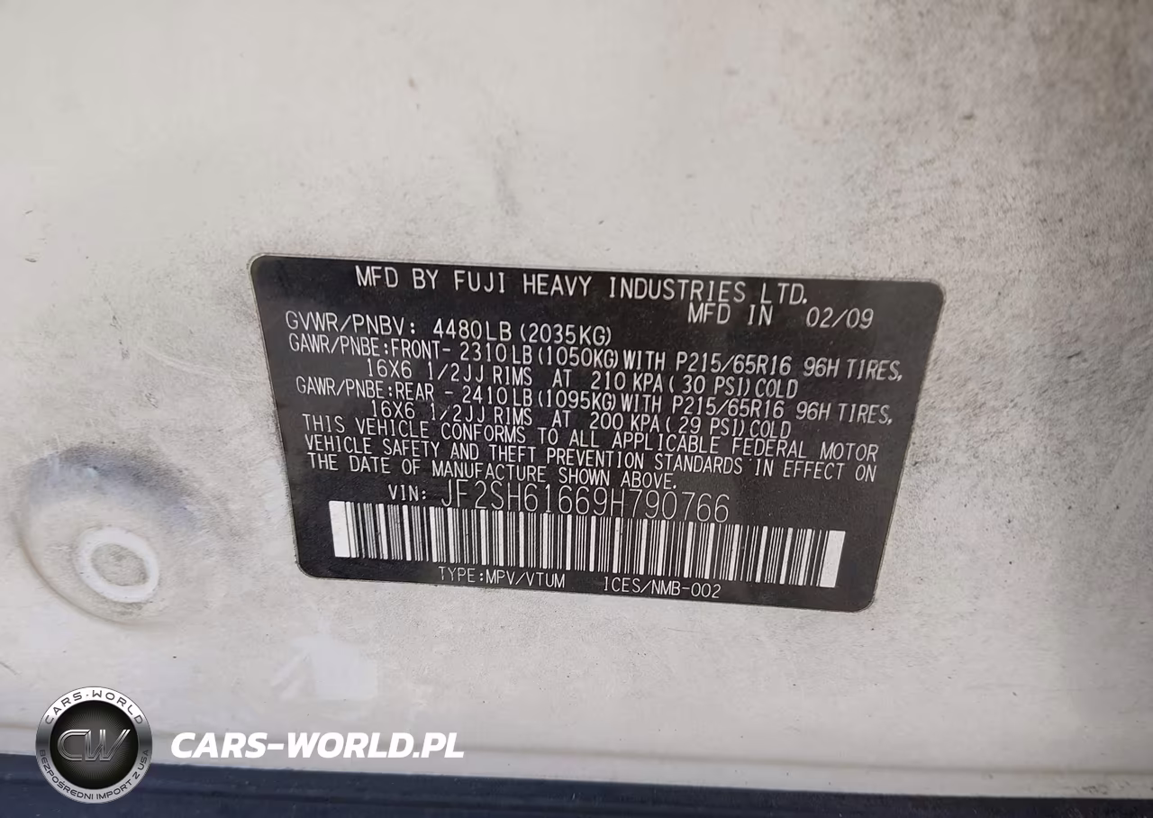 2009 Subaru Forester 2.5X VIN:JF2SH61669H790766 - 9