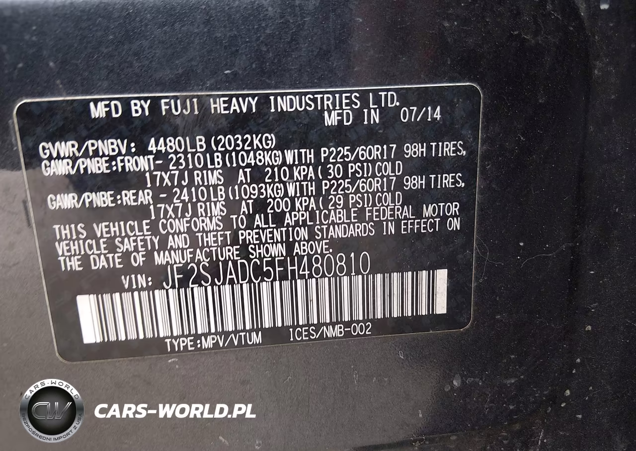 2015 Subaru Forester 2.5I Premium VIN:JF2SJADC5FH480810 - 9