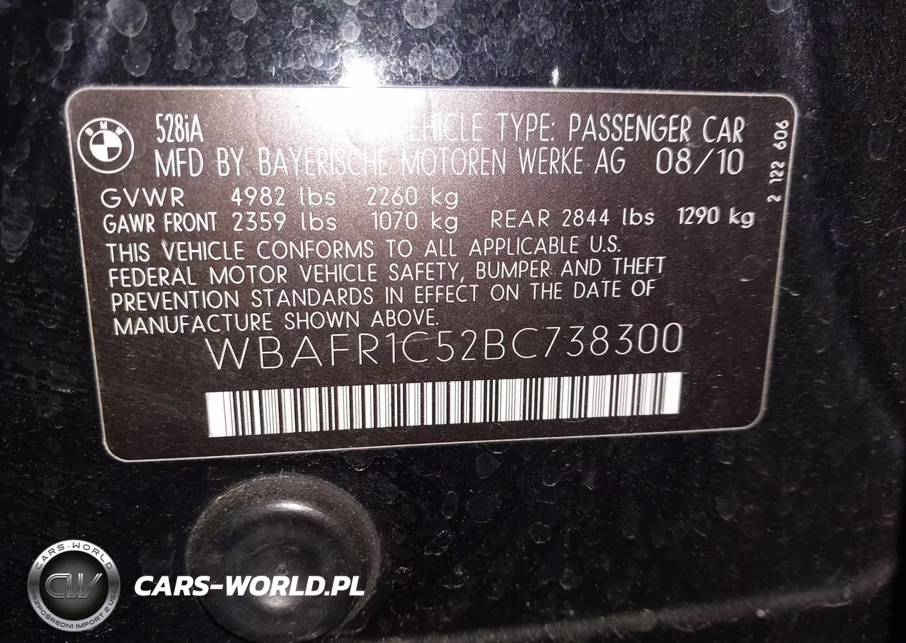 2011 BMW 528I VIN:WBAFR1C52BC738300 - 9