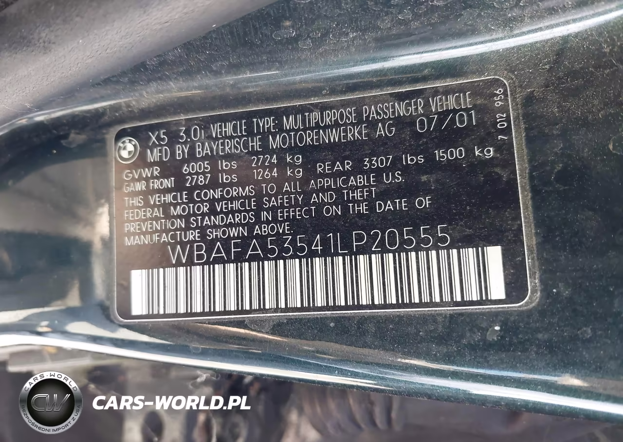 2001 BMW X5 3.0 VIN:WBAFA53541LP20555 - 9