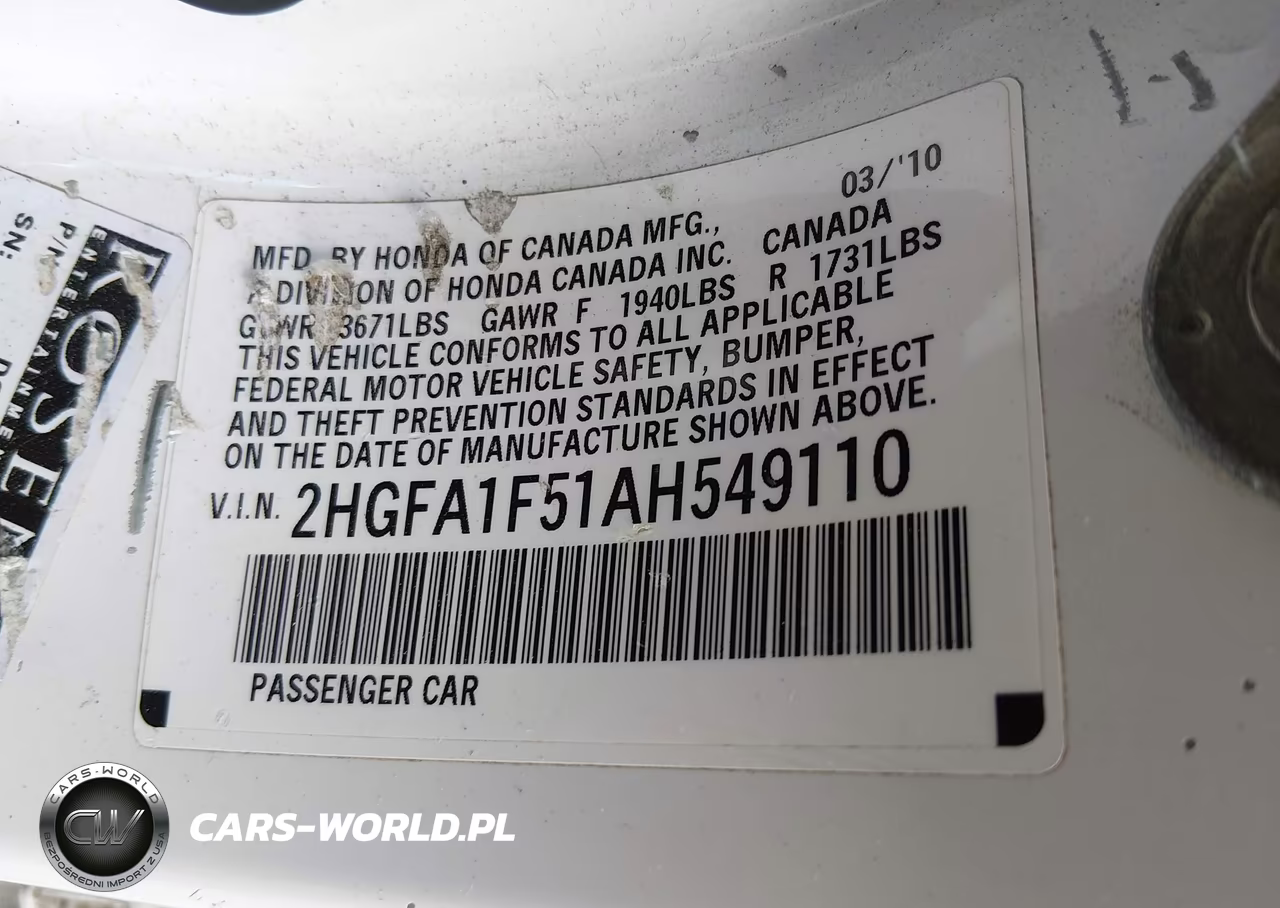 2010 Honda Civic Lx VIN:2HGFA1F51AH549110 - 9
