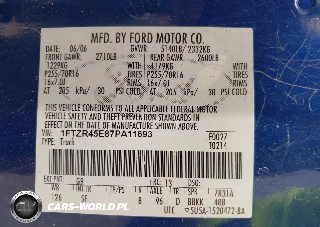 2007 Ford Ranger Fx4 Level Ii-Fx4 Off-Road-Sport-Xlt VIN:1FTZR45E87PA11693 - 9