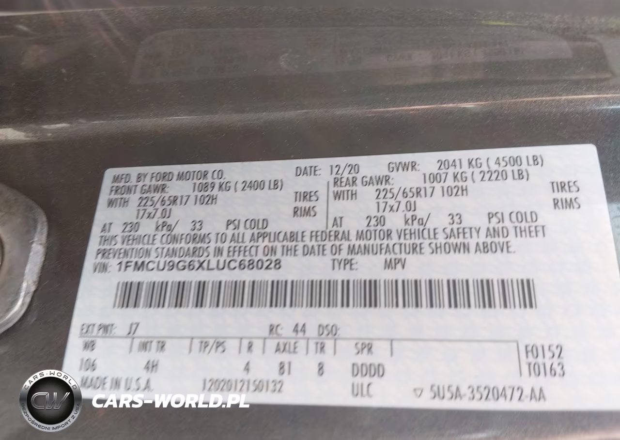 2020 Ford Escape Se VIN:1FMCU9G6XLUC68028 - 9