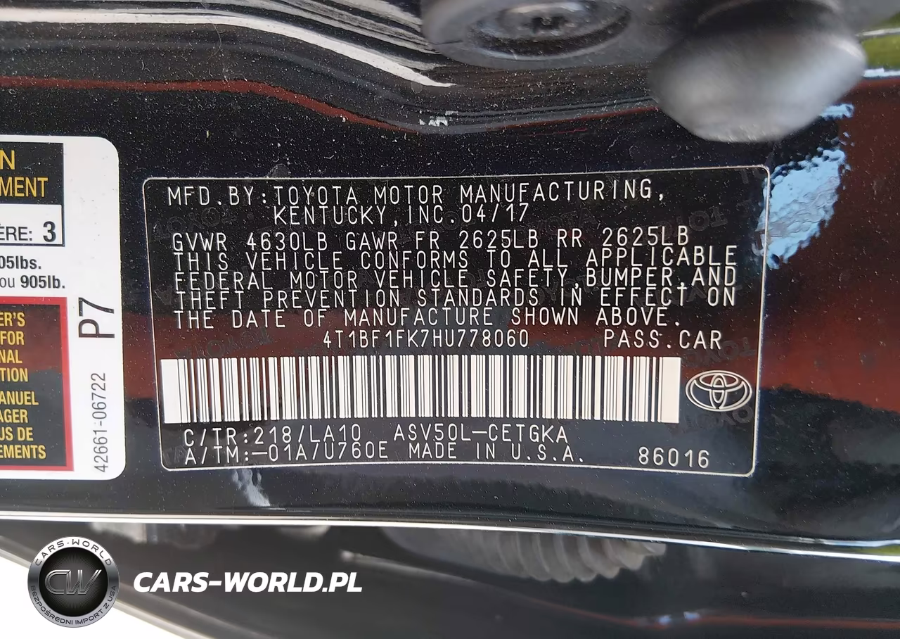 2017 Toyota Camry Xle VIN:4T1BF1FK7HU778060 - 9