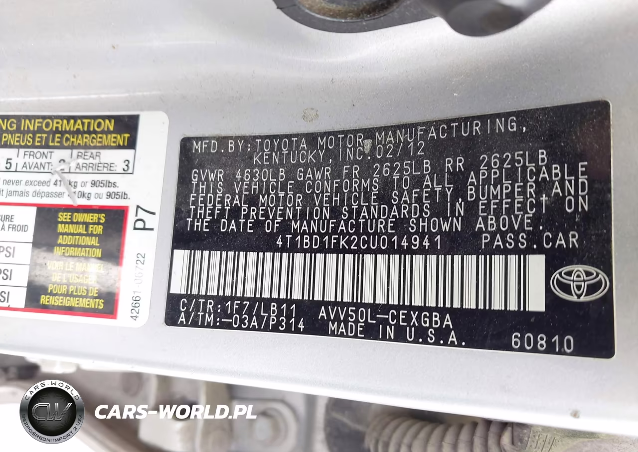 2012 Toyota Camry Hybrid Xle VIN:4T1BD1FK2CU014941 - 9