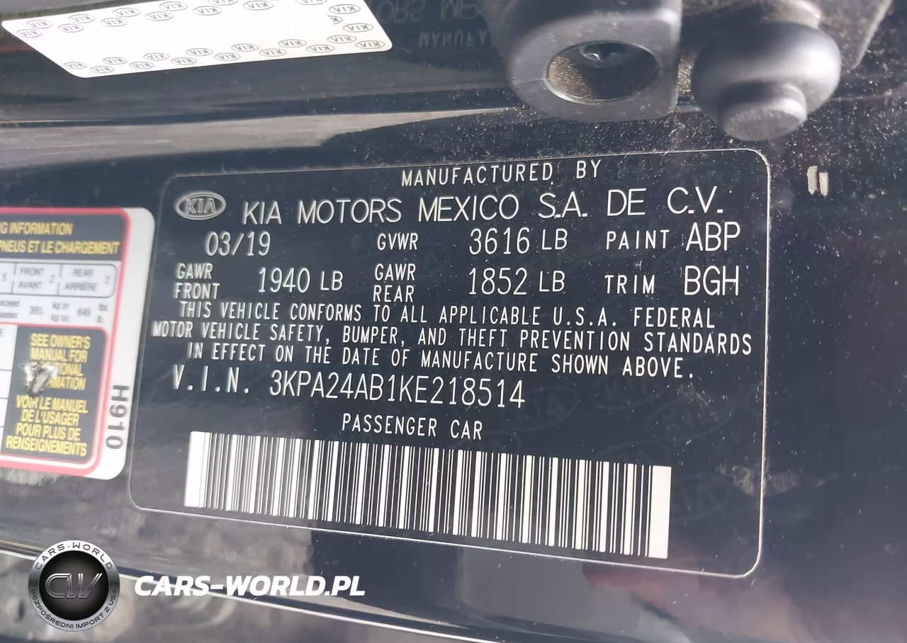 2019 Kia Rio S VIN:3KPA24AB1KE218514 - 9