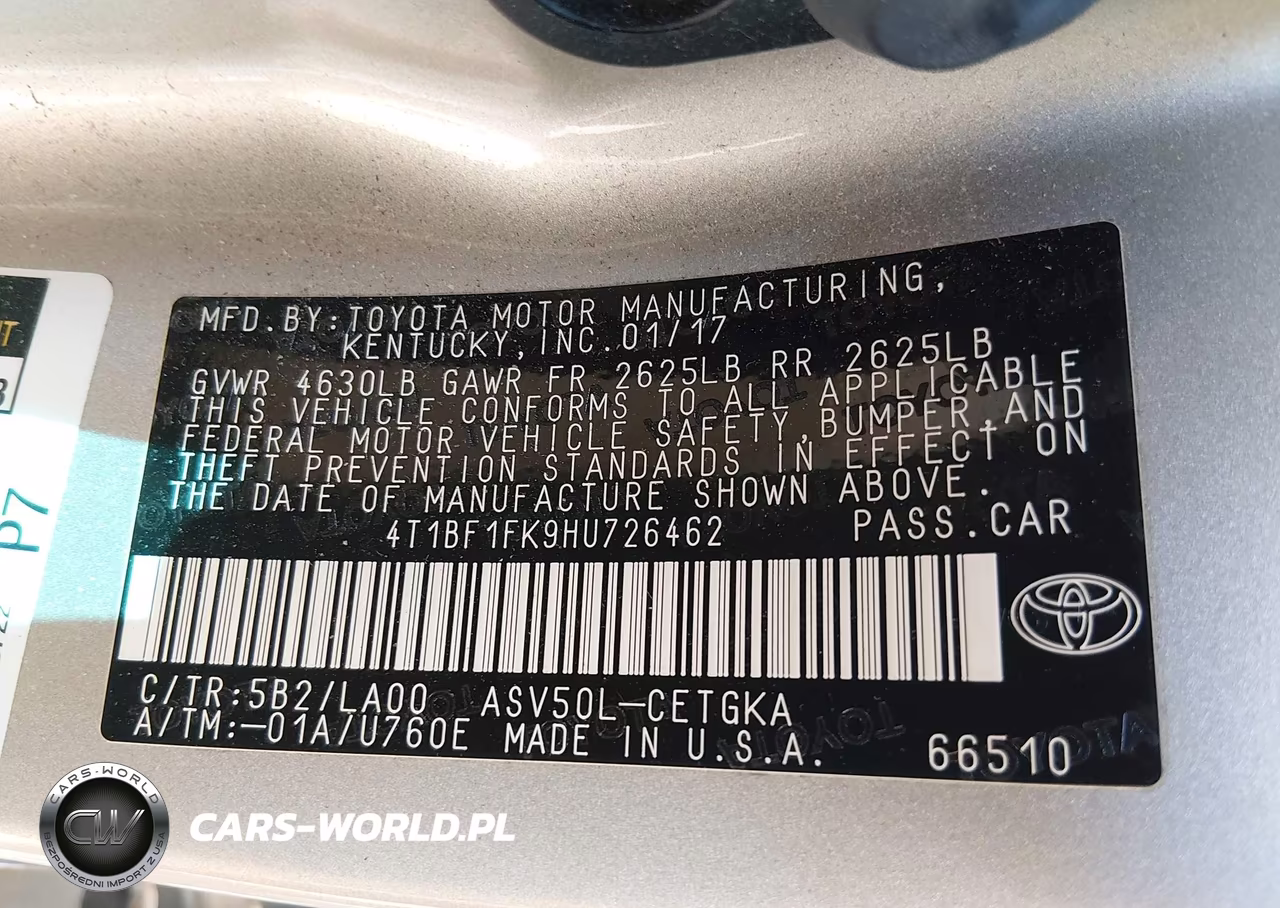 2017 Toyota Camry Xle VIN:4T1BF1FK9HU726462 - 9