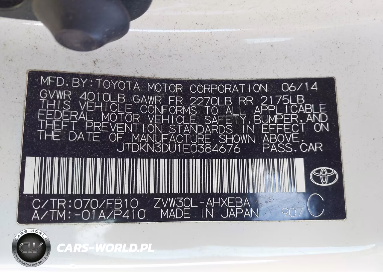 2014 Toyota Prius Two VIN:JTDKN3DU1E0384676 - 9