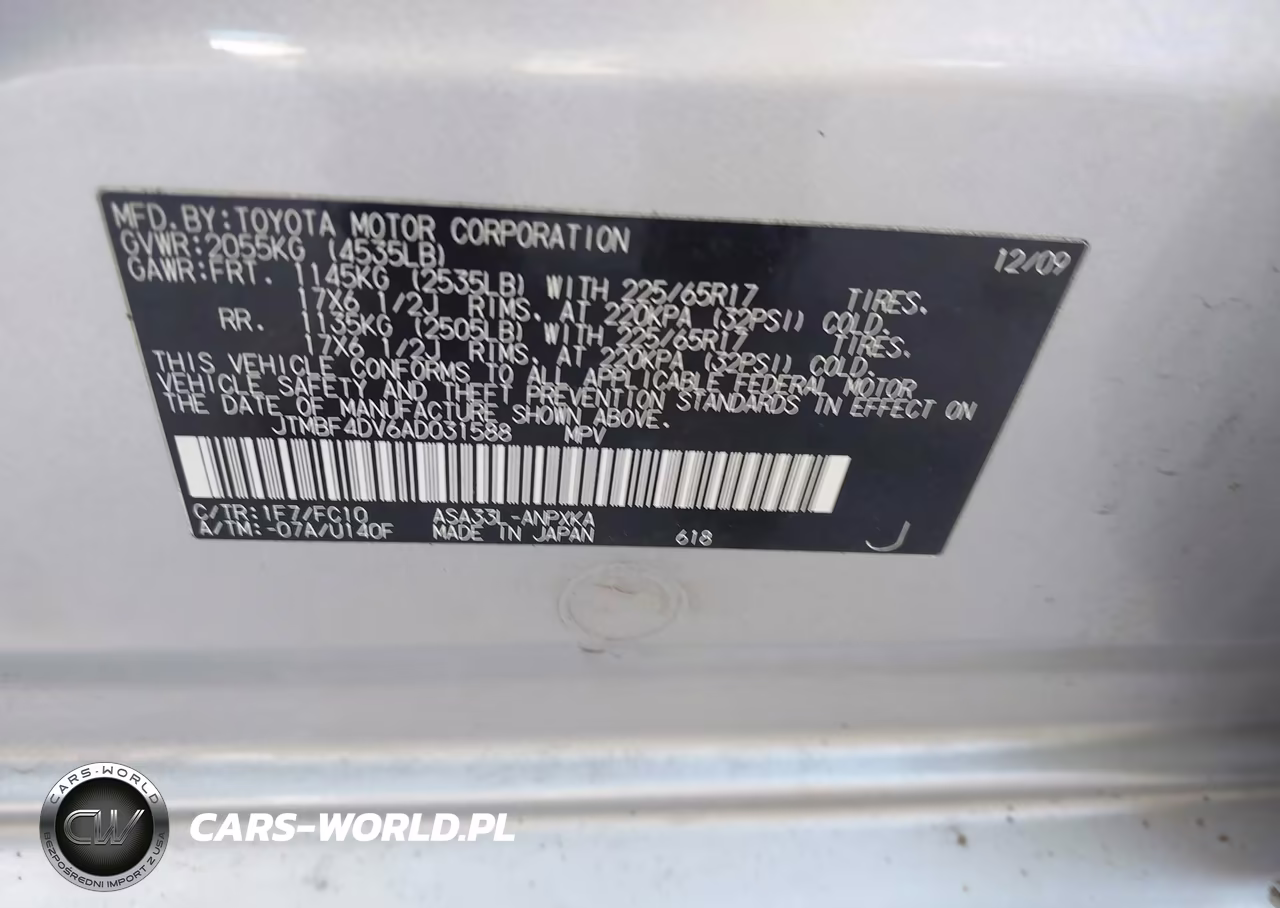 2010 Toyota Rav4 VIN:JTMBF4DV6AD031588 - 9