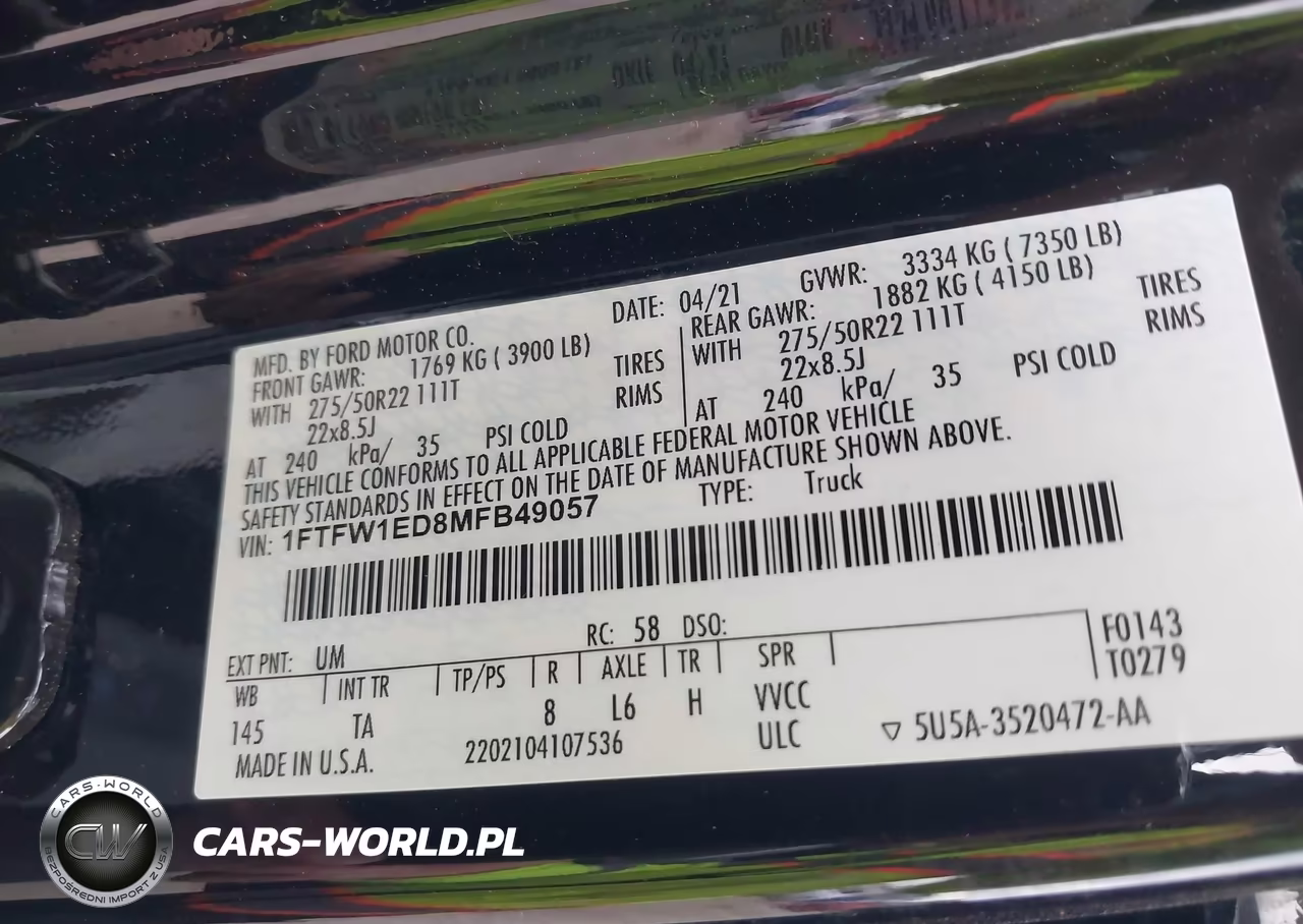 2021 Ford F-150 Limited VIN:1FTFW1ED8MFB49057 - 9