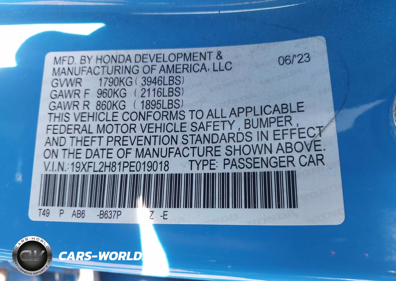 2023 Honda Civic Sport VIN:19XFL2H81PE019018 - 9