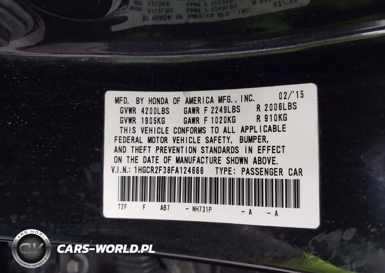 2015 Honda Accord Lx VIN:1HGCR2F38FA124666 - 9