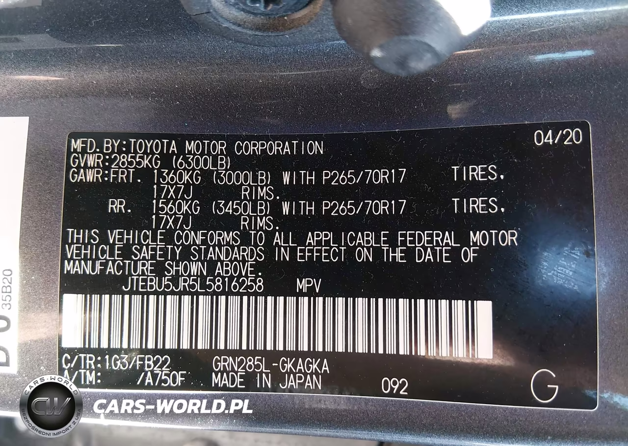 2020 Toyota 4Runner Sr5 VIN:JTEBU5JR5L5816258 - 9