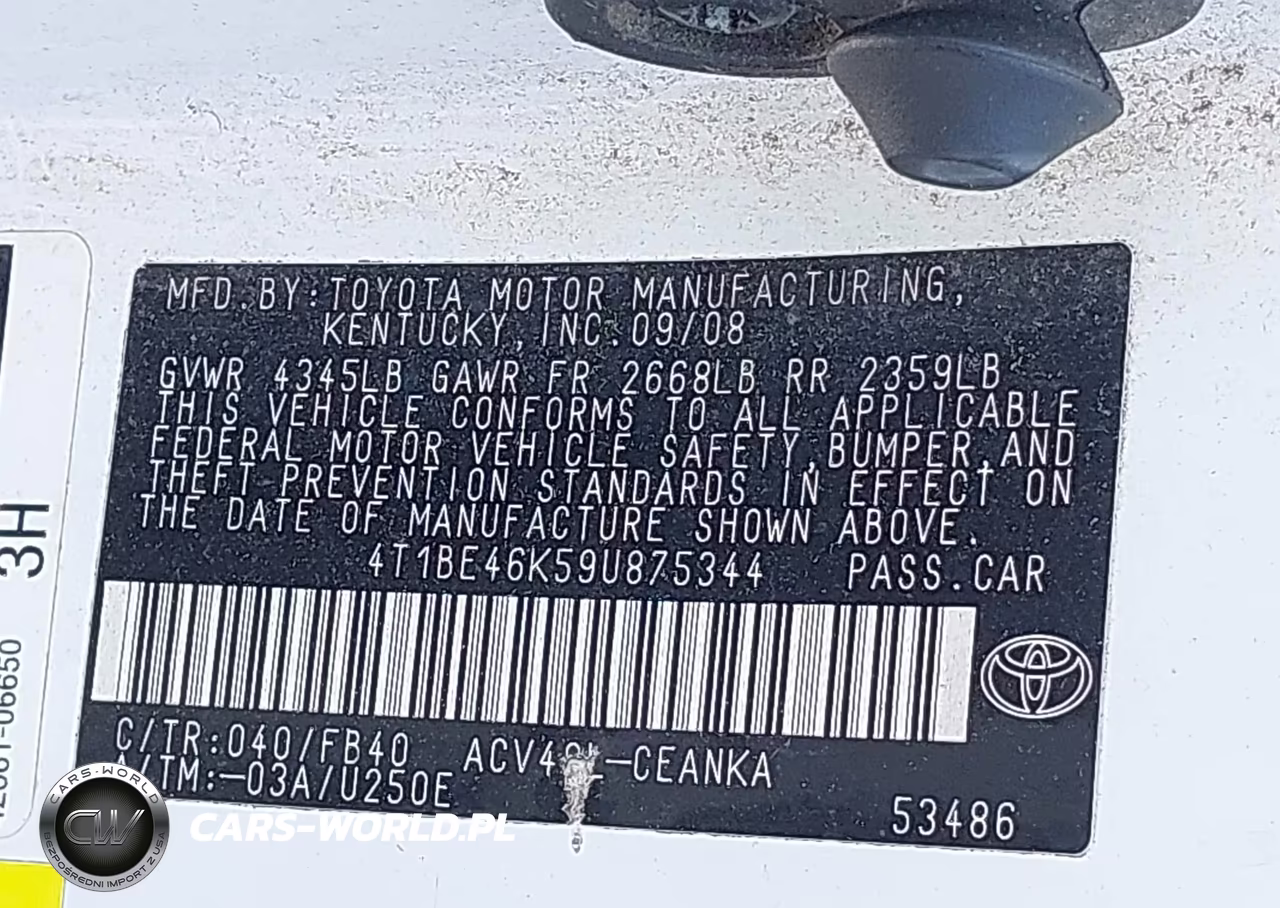 2009 Toyota Camry VIN:4T1BE46K59U875344 - 9